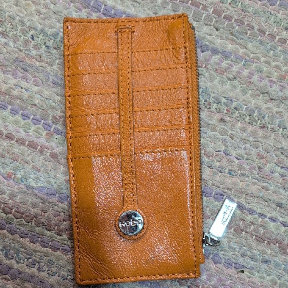 HOBO Burnt Orange Leather Card Wallet